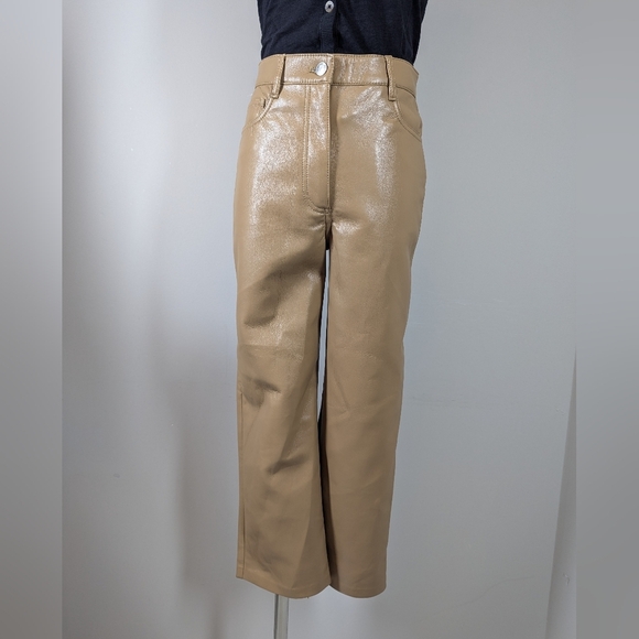 Aritzia Wilfred Melina Cropped Faux Leather Pants Camel Tan Vegan Leather Size - Picture 2 of 8